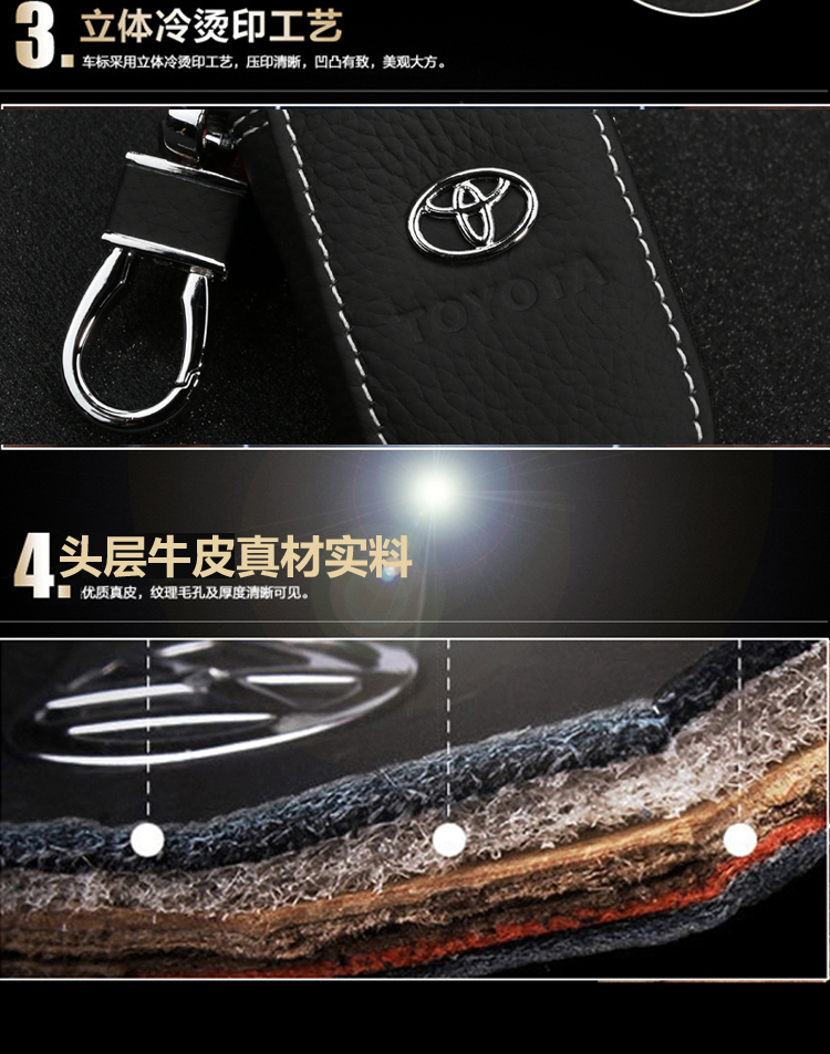 Vỏ chìa khóa xe Camry Corolla Highlander Pradesh Reiz RAV4 bọc da cho nam và nữ ví móc khóa da