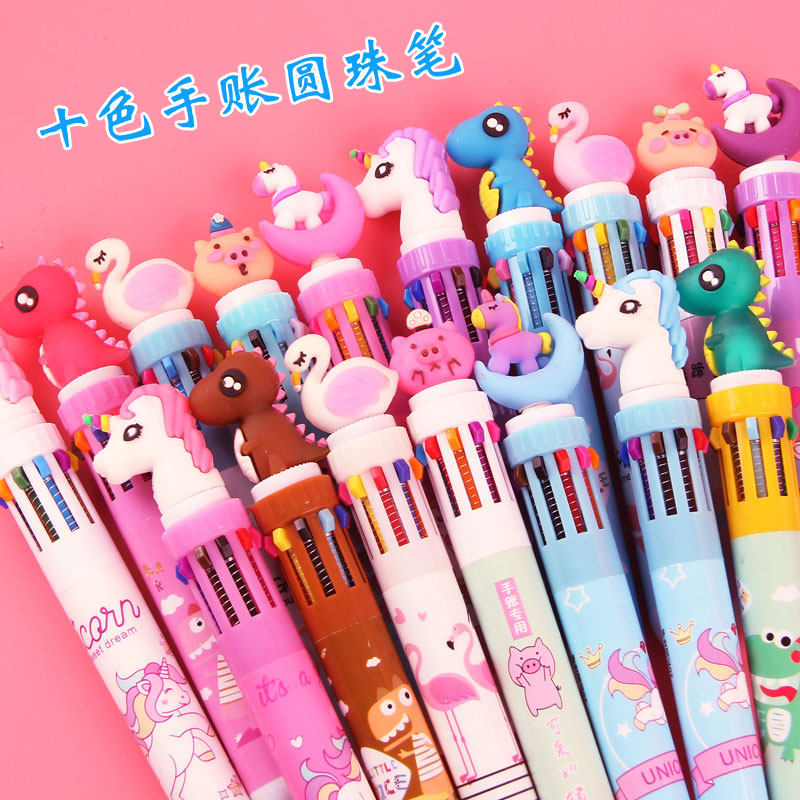 Teenage Girl Hearts Ledger cute Korean Cartoon Candy Color students with pens 0 5mm Creative stationery with pint black pen Blue pen Multi-color by moving ballpoint pen