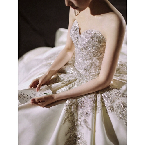 Топ без лямок, свадебное платье, французский стиль, простой крой, большой размер