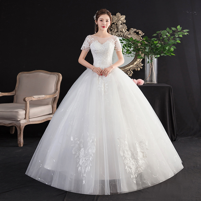 Elite lace wedding dress for pregnant, french style, suitable for teen, fitted
