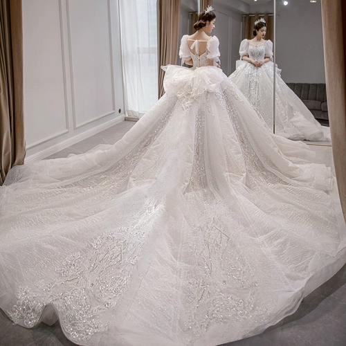 Свадебное платье, французский стиль, большой размер, открытые плечи, подходит для подростков, кружевное платье