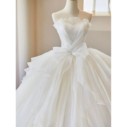 Топ без лямок для невесты, подходит для подростков, французский стиль, кружевное платье, премиум класс