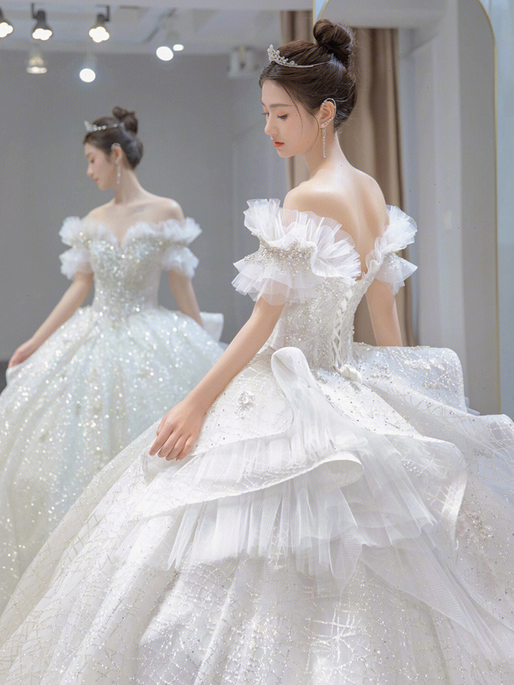 Wedding dress for pregnant, open shoulders, plus size, suitable for teen, lace dress Wedding dress for pregnant, open shoulders, plus size, suitable for teen, lace dress