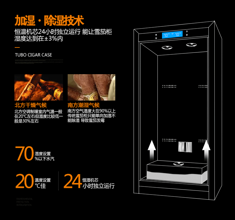 thùng đựng rượu Bồ Đào Nha Yue 54X thông minh nhiệt độ và độ ẩm không khí tủ xì gà nhà rượu làm mát nhiệt tủ rượu tủ gỗ rắn tủ ẩm - Tủ rượu vang giá đỡ rượu vang