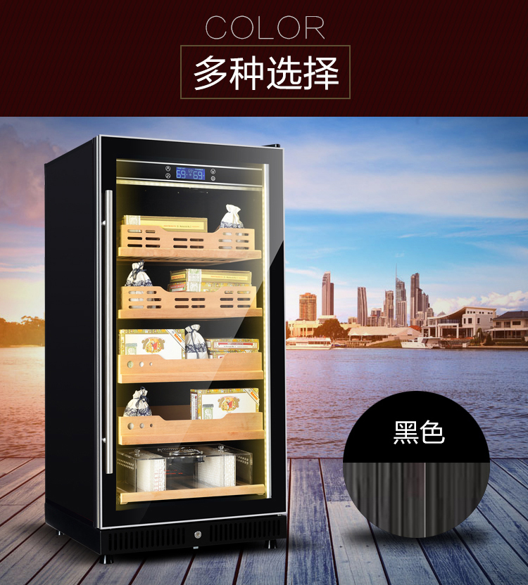 giá để rượu Bồ Đào Nha Yue 80X2 tủ xì gà nhiệt độ không đổi và độ ẩm nhà rượu làm mát nhiệt độ rượu làm mát tủ ẩm tủ trà đá thanh nhập khẩu - Tủ rượu vang tu ruou go