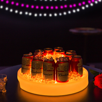 LED Luminous Wine Pan Bar KTV Clear Bar Remote Control Seven Colorful Round Trays Hotel Waterproof Anti-Fall Creative Wine