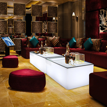 Modern minimalist light extravagant red KTV tea table luminous outdoor café clear bar rectangular bar rectangular bar table