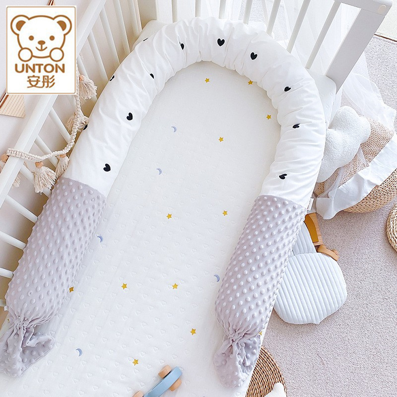 ins wind crib bed circumference anti-fall soft bag Children's bed guardrails anti-crash enclosure blocking baby sleeping clip legs to hold pillows-Taobao