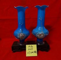 Antique Vase A pair of dowry bottles blue hand glass glass flower plugged 50s old animal movie props