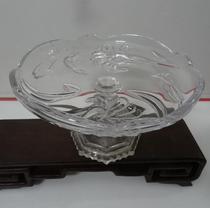 Old glass disc 80s high - foot carved glass tray candy disc high - foot disc nostalgia collection movie props