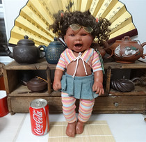 Old doll nostalgia toy plastic black girl 40cm large toy fitting movie prop set fitting picture photo