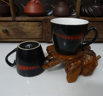 Old teacup one pair of 80s Weihai Black Glazed Tea cup all products in physical picture shipment