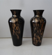 Old vase flowers inserted a pair of 80 s black floating gold glass bottles nostalgic collection movie props ornaments physical photos