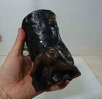 Ceramic old pen holder tree root shape 80 s sauce glaze kiln art desktop ornaments antique full-Product photo