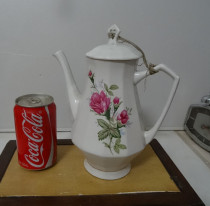Old teapot double-sided pasted white porcelain pot Cultural Revolution 70 s folk custom old home nostalgic collection of film and television props