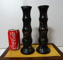 Black glaze gold hand-painted old vase flowers and Cultural Revolution bamboo-shaped ceramic wax table ornaments nostalgic collection movie props
