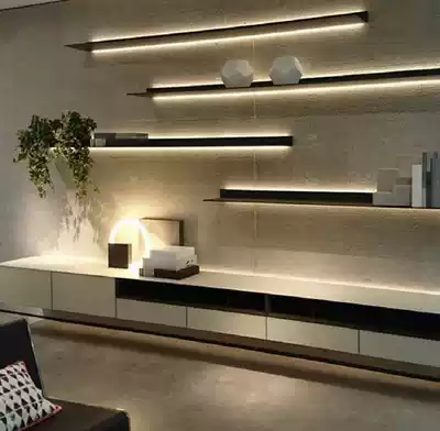 Aluminum alloy luminous layer board one-word partition Built-in rechargeable LED double-sided luminous decorative metal shelf wall hanging