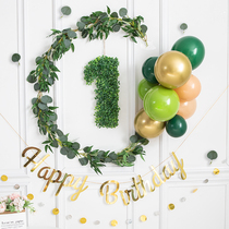 ins Mori baby 1 year old birthday arrangement 100 days hipster background wall balloon childrens party decoration