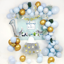 ins male baby one year old banquet full moon Net Red birthday arrangement party decoration background wall creative poster customization