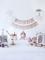 ins hipster birthday arrangement decoration Forest Department baby birthday arrangement background balloon idyllic photo