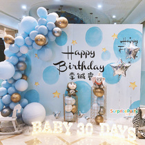 INS fresh light blue little Prince Trojan boy birthday party dessert table background wall layout poster customization