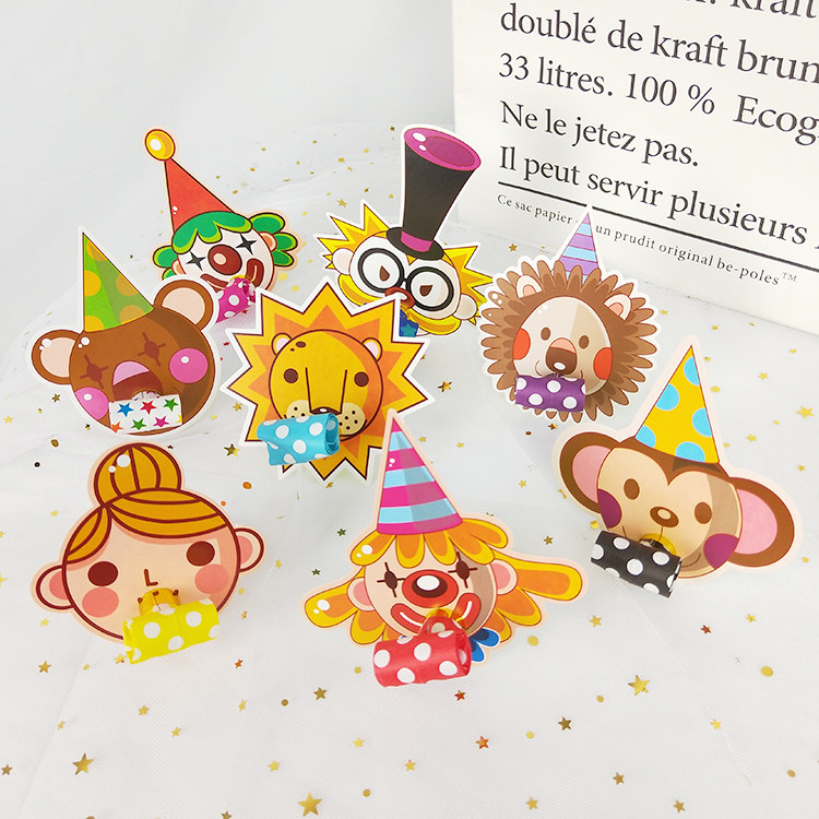 Birthday party blows the roll - blowing whistle - whistle boy and girl horn children's creative atmosphere cartoon whistle 10 suits