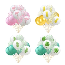 Pink Flamingo green leaves yellow pineapple latex balloon combination birthday party decoration arrangement