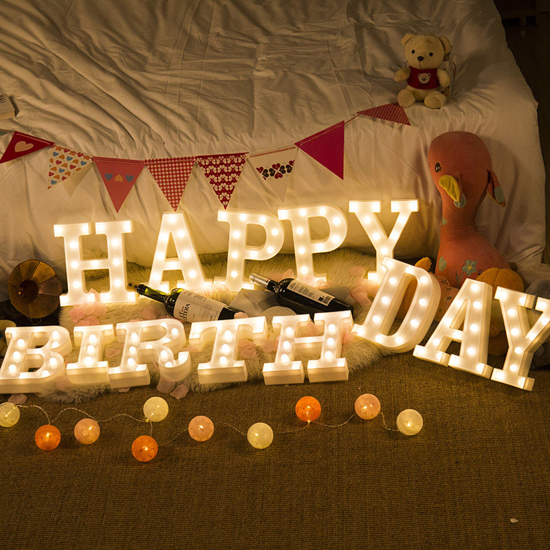 LED Digital Light Marriage Room Decoration Light Romantic English Alphabet Light Confession Birthday Proposal Arrangement Creative Supplies