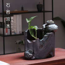 Ceramic fish tank decorative small ornaments Feng Shui lucky running water Desktop living room fountain humidifier office opening ceremony