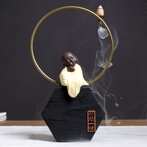 Ceramic small monk Zen decoration Living room Chinese tea table decoration Bogu rack Wooden tea ceremony small monk decoration