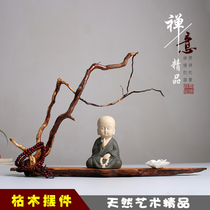 Creative ceramics Small monk Zen ornaments Chinese desktop office crafts decoration Study living room Bogu frame