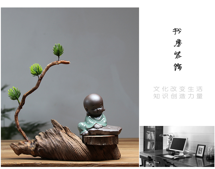 Nhà sư nhỏ bàn cà phê mới Trung Quốc Zen đồ trang trí khung bằng gỗ thủ công nghiên cứu trang trí phòng nghệ thuật văn phòng phụ kiện trang trí phòng ngủ