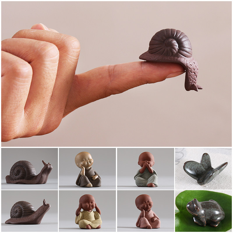 Creative purple sand snail tabletop decoration mini monk cute gardening setting ceramic artwork
