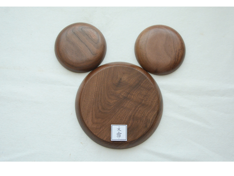 Đen walnut tấm gỗ Nhật Bản trái cây bằng gỗ tấm tròn tấm gỗ đăng nhập khay trà tráng miệng tấm gỗ ban đầu tấm muôi gỗ
