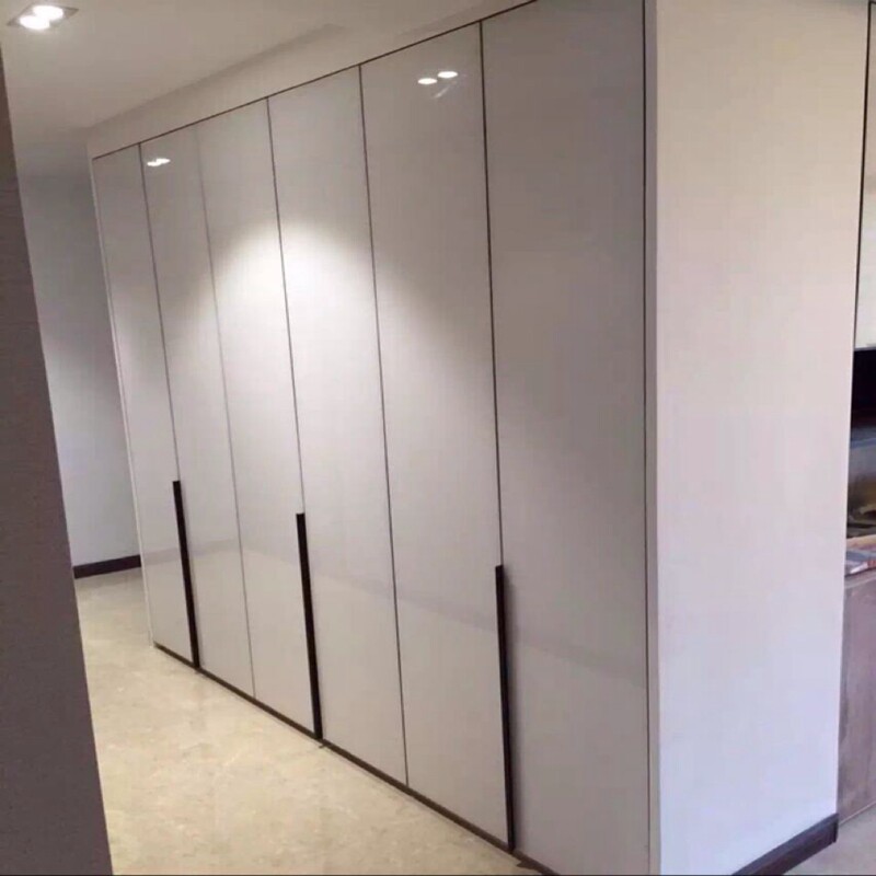 Imported Nano Baking Varnish Fortified Jade Sand Frosted Glass Large Invisible Frame made of crystal steel door panel integral cupboard wardrobe Counter Door