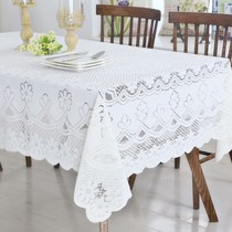 Raw talk tablecloth Lace Coffee table Rectangular hollow embroidered tablecloth White fabric square cotton and hemp foreign trade European electric