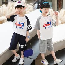 Boys summer clothing suit 2021 new ocean gas children sports two sets of pure cotton baby boy summer clothes tide
