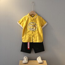 Children Tang Fashion Summer thin Chinese style Chinese Wind Han clothes suit Baby retro ethnic clothing Little boy Embroidery Children Clothing