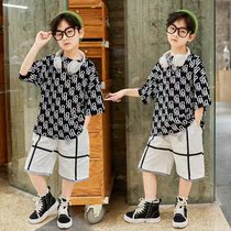 Boys summer clothing suit 2021 new trendy childrens handsome children Summer Korean version Loose Nets Red Tides