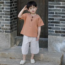 Hanfu Boy Summer Clothing China Wind Cotton Linen Suit Children Retro Clothing Baby Little Lord To Serve Boy Summer Tang Dress