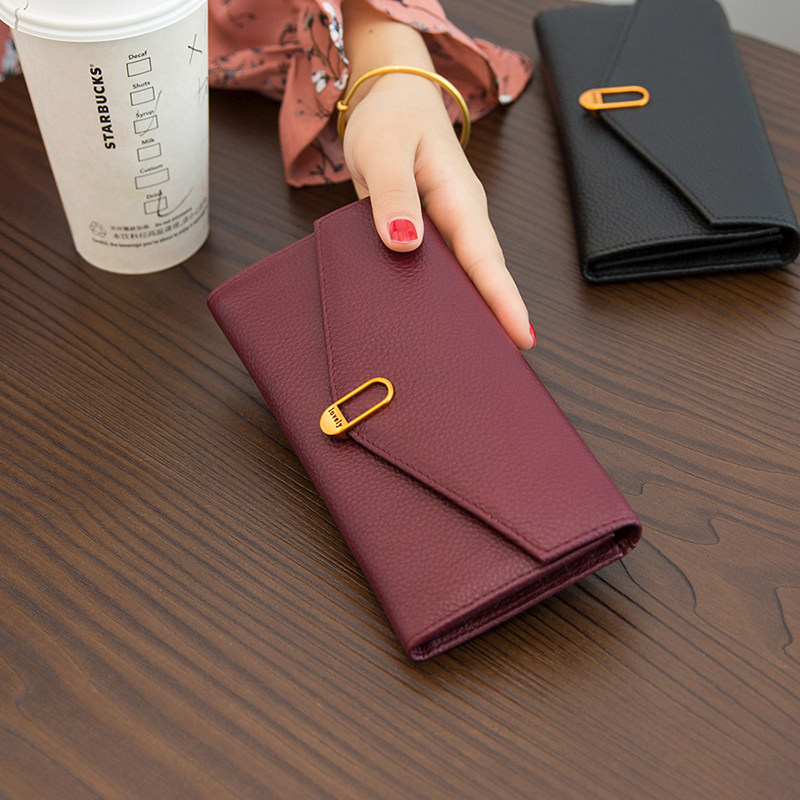 Wallet women's large-capacity leather coin purse 2021 new simple long version card position first layer soft cowhide women's wallet