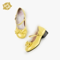 Желтый низкий каблук