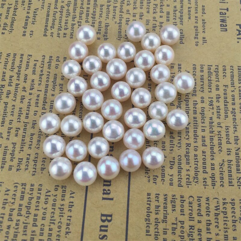 Natural color freshwater pearl particles 3-12-13MM round free punched loose beads loose beads handmade ring pendant
