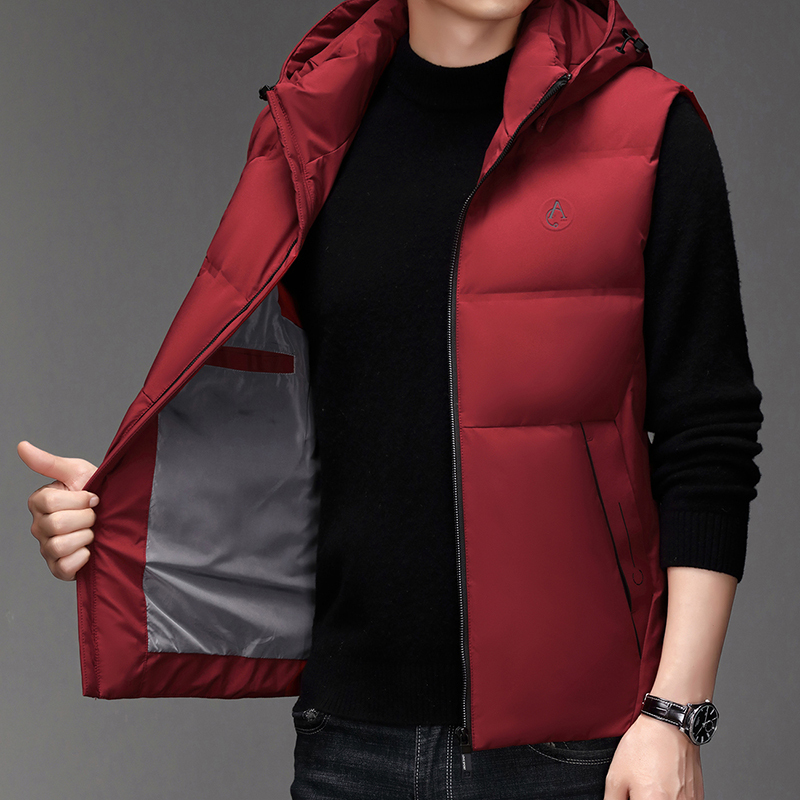 Woodpecker down Vest for Men 2024 Winter New Hooded Outerwear Thickened Warm Vest Red Woodpecker down Vest for Men 2024 Winter New Hooded Outerwear Thickened Warm Vest Red