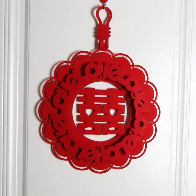 New creative wedding room bedroom living room decoration decoration Wedding bedroom door three-dimensional window Hi word bed head hanging decoration