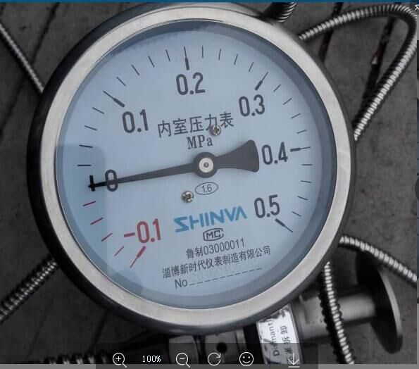 淄博新时代内室夹层压力表-0.1-0.5MPa 新华脉动预真空灭菌器带管