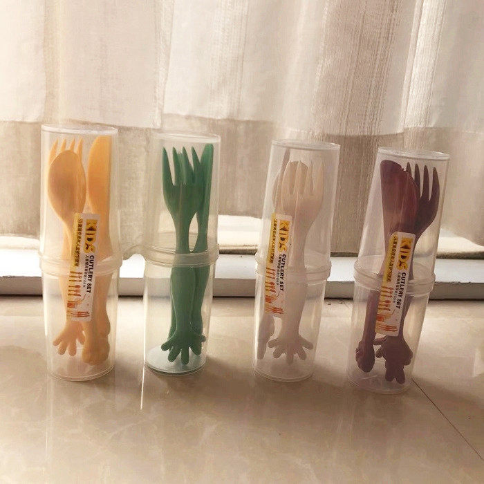 Anja Children Cutlery Sets 728 Knife Fork Spoon Fit Portable Box Clean And Sanitary Easy To Carry Childlike Design