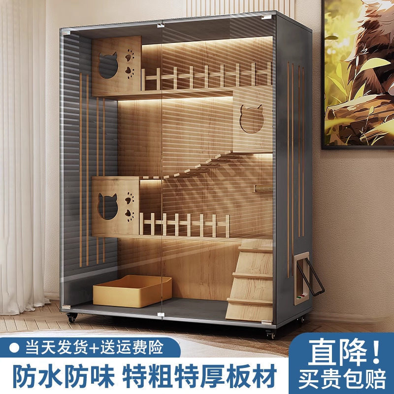 Cat Villa Home Indoor Cat House Cat Nest Extra Large Free Space Cat Cabinet Cat Climbing Frame Integrated Wooden Cat Cage