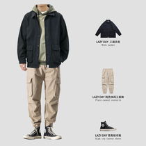 LAZY DAY spring and autumn mens set with handsome tooling jacket set mens loose casual pants two-piece set