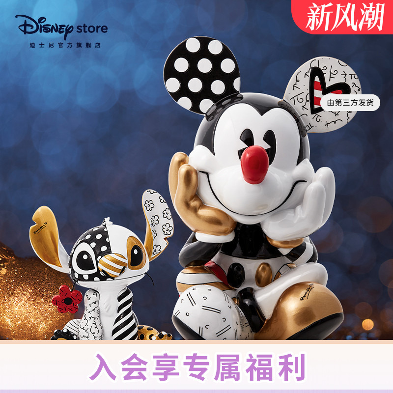 Disney Official Black Gold Series Stitch and Mickey Artist Trendy Collectible Figurines for Wedding Gifts